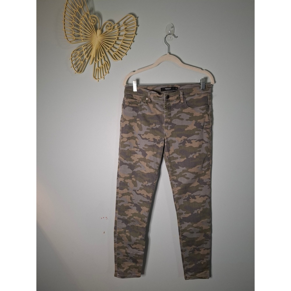 Hudson Nico Super Skinny Camo Jeans Womens 29 Green Brown Camouflage Mid Rise